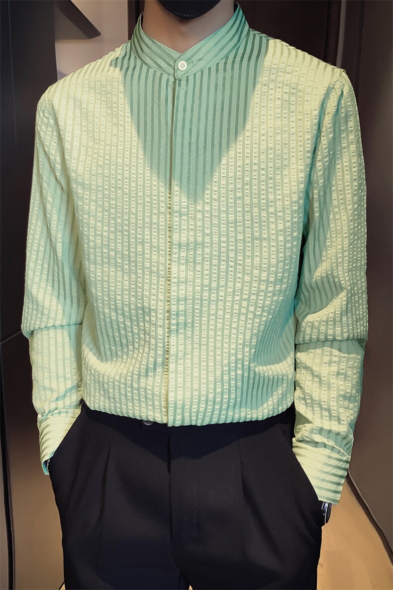 B216CS360P502025秋装新款男士条纹长袖衬衫抖音非网图,男装衬衫,电商B216（原B302）