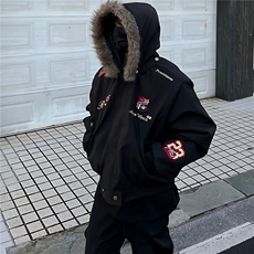 美式复古刺绣徽章座山雕棉衣外套男女加厚保暖夹克M0953-P90，男装夹克，星座308B-2