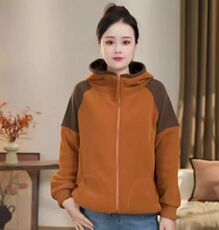 2025年秋季宽松型常规单件长袖双面奥利绒外套，女装短外套，湘姗