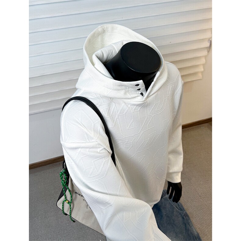 特批P42无差价2025春提花排扣连帽卫衣男潮美式时尚宽松外套W5010，男装卫衣，电商A001