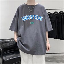 YT26231-P30亚短袖t恤男大码五分袖男宽松七分袖港风模特，男装T恤，电商A040