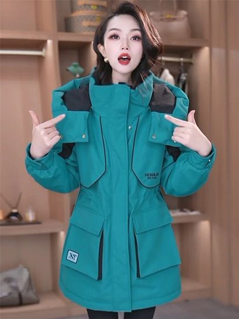 （现货）新款高级感可拆卸连帽外套三防加厚冲锋衣派克服大衣女,女装派克服,韩蔻秀