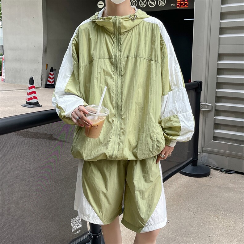 夏季时尚夹克衫防晒衣套装运动风连帽防晒服男XZ514-2-1613-P98,男装防晒衣,星座514-2(原B239)