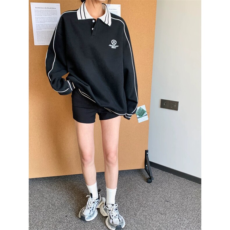 卫衣男生polo领340g新款春秋美式休闲学院风宽松刺绣,男装卫衣,四季星座505
