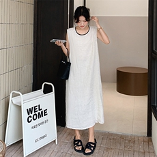 法式气质慵懒风背心连衣裙女2025夏季新款韩版宽松显瘦简约长裙子，女装连衣裙，2C098