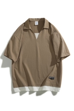 冰氧仿棉短袖日系白底体恤休闲百搭纯色POLO衫男上衣TC3143-P35，男装T恤，星座717