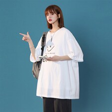 2025春夏新款短袖T恤中性情侣百搭休闲宽松打底上衣D201-DM87-P30图片