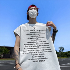 直播品质德进口直喷印花美式麂皮绒宽松背心无袖t恤JP105-25，男装T恤，电商A486