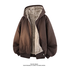 现货座山雕加绒加厚棉衣双面穿仿兔毛棉服D54106-TP105188，男装棉衣，电商A102