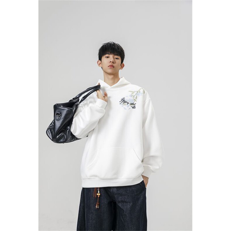 万针刺绣结构设计重磅秋冬全棉高品质美式高街连帽卫衣外套Y7722，男装卫衣，电商A486
