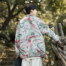 春装新款不规则虎头提花夹克外套男士休闲长袖时尚棒球服翻领褂子，男装夹克，星座1013