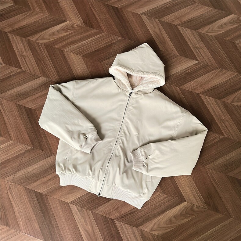 黑色羊羔绒座山雕棉服外套男款冬季加绒加厚cleanfit连帽毛领棉衣,男装棉衣,星座506A