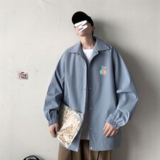 2024新款大码港风几物风反光小熊教练休闲夹克男装外套JK1604-P50图片