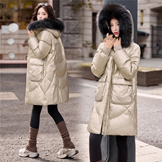 冬季新品时尚真貉子毛领长款加厚休闲宽松洋气羽绒服，女装羽绒服，依多米