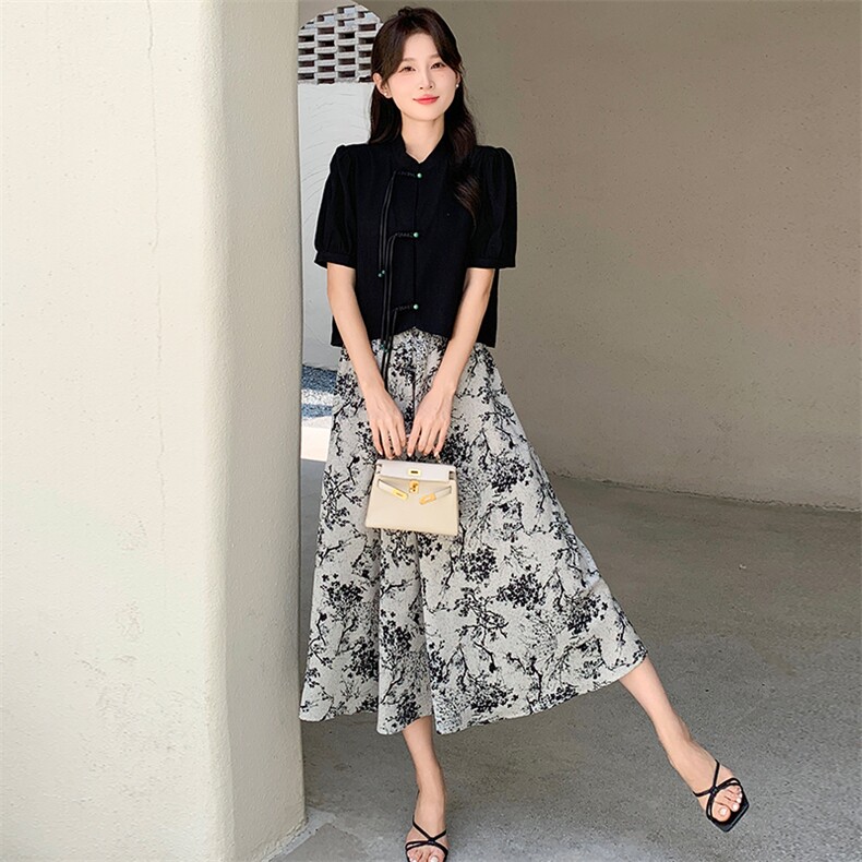新中式轻国风水墨半身裙女2025夏季新款今年流行漂亮裙,女装连衣裙,天使之佳话