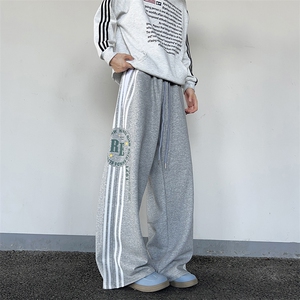美式复古双腰头运动裤卫裤女宽松阔腿休闲百搭拖地长裤YZ8062-P55图片