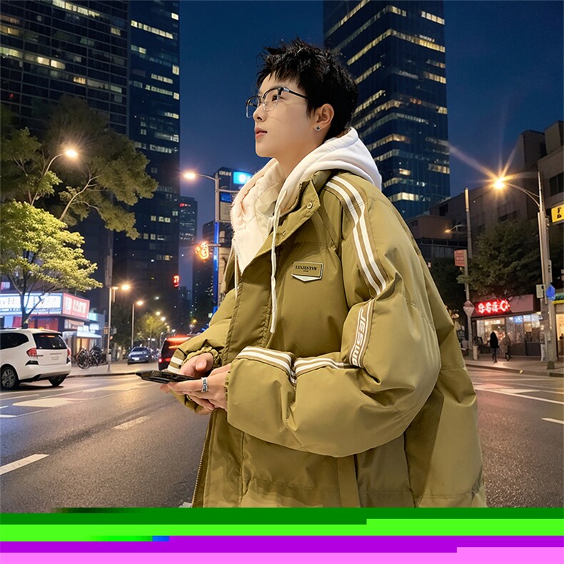 棉衣男冬季新款港风K宽松假两件宽松连帽学生棉服MY8882-P82,男装棉衣,星座214-3