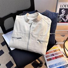 26春装高品质老钱风立领夹克外套男女美式潮牌拉链工装风宽松上衣，男装夹克，电商A486