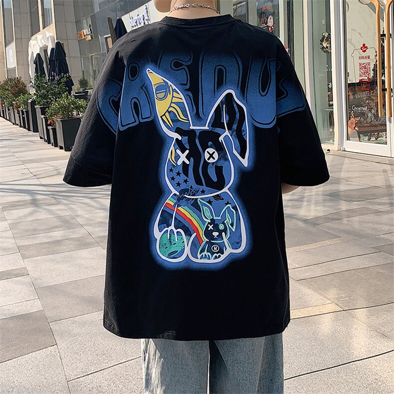 得物抖音 40支双纱高品质休闲半袖纯印花短袖T恤男女 T7182-P45图片