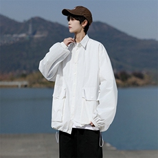 8XL-M春夏廓形衬衫防晒外套特大码多口袋复古慵懒衬衣JK5203/P50，男装夹克，电商B238