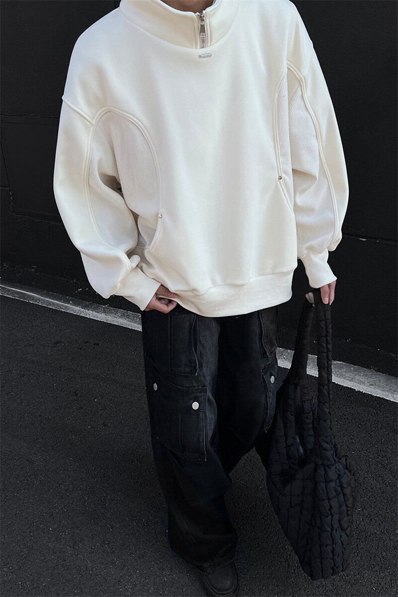 立领拉链拼接设计感卫衣男XH92-特p70,男装卫衣,电商B367