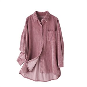 灯芯绒衬衫女新款2024年韩版宽松中长款百搭春秋薄款条绒休闲外套图片