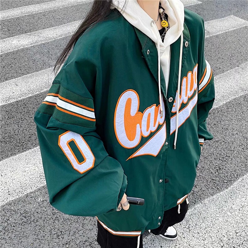 美式棒球服夹克男女韩版潮流宽松刺绣字母2024秋冬外套W6036-P41,男装夹克,星座412-3