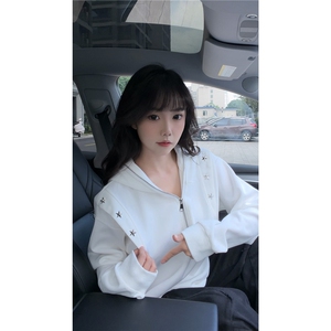 秋冬新款原创设计星星铆钉拉链连帽卫衣常规p75 加绒p85图片