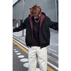 重磅高品质硬挺boxy26春装美式高街结构撞色拼接连帽卫衣开衫外套，女装短外套，电商A486
