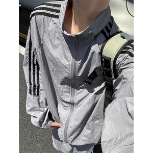 XZ1005-1-TTH0042-批85，夏季防晒凉感速干少年感条纹套装图片