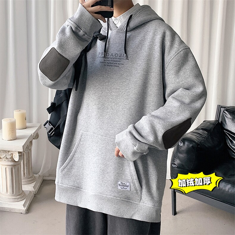 2021冬季新短句港风大码男女贴布印花加绒加厚连帽卫衣W5201-P50,男装卫衣,电商A001