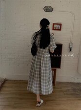 夏款.格子连衣裙，女装连衣裙，hh(4F)