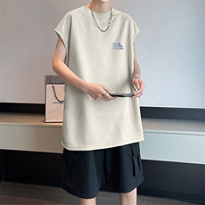 可设48小时发货支持抖音得物来样二开240克重磅美式麂皮绒背心t恤，男装背心/马甲，电商A486