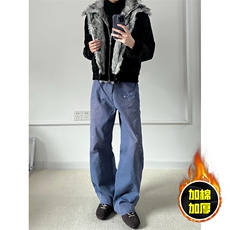 现货高品质美式高街重磅狼王座山雕毛毛领假两件棉衣加厚棉服外套，男装棉衣，电商A486