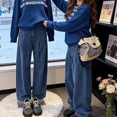 有货DK35-特批48深蓝色阔腿牛仔裤女2026新款直筒，男装牛仔裤，星座603-2