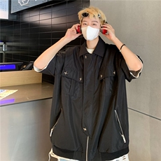 男款夏季拉链短袖夹克潮牌工装夹克上衣男生潮流，男装夹克，星座1013