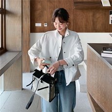 韩版简约休闲气质短款风衣女2026春季新款超好看小个子百搭外套，女装风衣，2D036