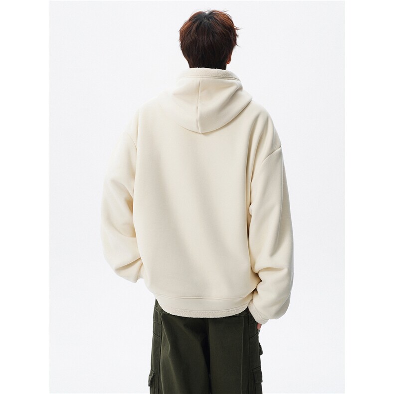 WY10196-特P65重磅连帽美式大码加厚绒感半高领卫衣上衣外套,女装短外套,电商A059