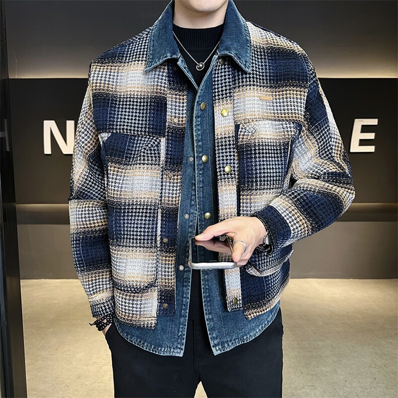标50白鸭绒假两件含羊毛呢料宽松板男装羽绒服B317-Y777-P258,男装羽绒服,电商B317