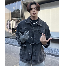 2024春秋牛仔外套男百搭水洗做旧休闲潮牌高街痞帅夹克JK1065-P85，男装夹克，星座1103-3