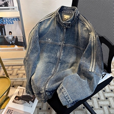 美式复古立领牛仔外套男女高街百搭水洗工装情侣夹克JK08946-P75，男装夹克，星座308B-1