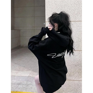 套头常规青少年字母连帽卫衣情侣装上衣潮牌小众帽衫 W15图片