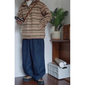 B12-P61 2025新款秋冬毛呢连帽卫衣男女日系潮牌宽松休闲图片