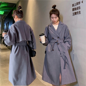 2021年春秋 X136 P145 K218 蓝色风衣女中长款图片