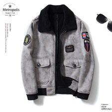 防麂皮绒机车服皮毛一体飞行服皮衣男外套保暖男士夹克F6000*P265，男装皮衣，电商D221(原钱塘6000)