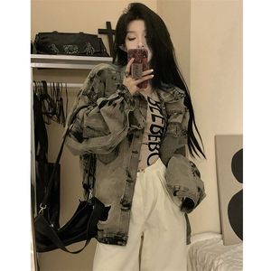 【自家图】男女美式牛仔外套扎染牛仔衣夹克NT521P75图片