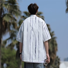 新款衬衫标准潮潮流原宿慵懒夏季五分袖简约日常青春流行气质，男装衬衫，星座716-2
