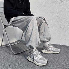 2025新款现货秋裤男装DM79-P45港风印花束脚松紧腰休闲裤，男装休闲裤，电商D321-1