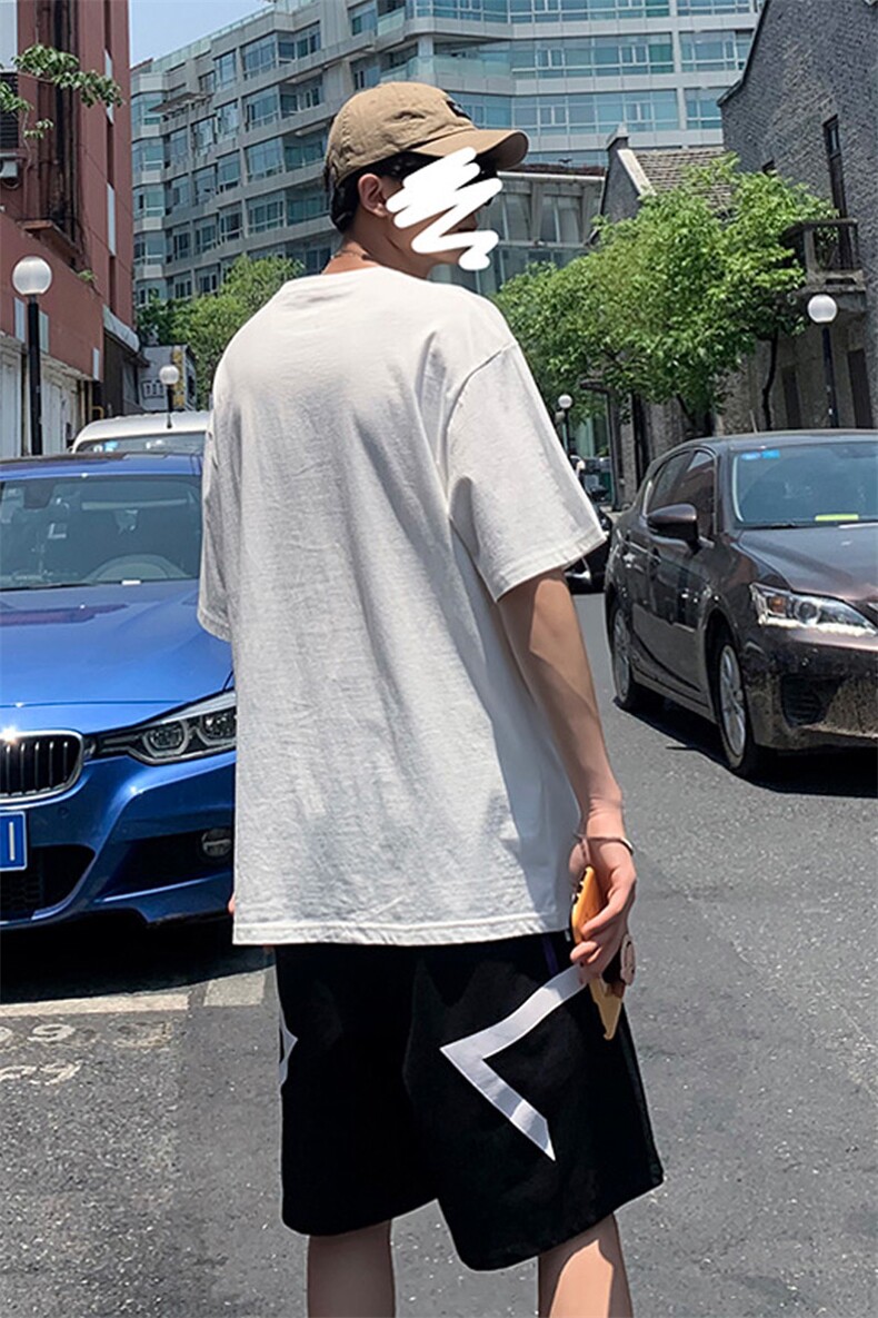 ins大码港风潮流百搭套装短裤短袖T001-K43-P45,男装休闲套装,电商A456（原C415）
