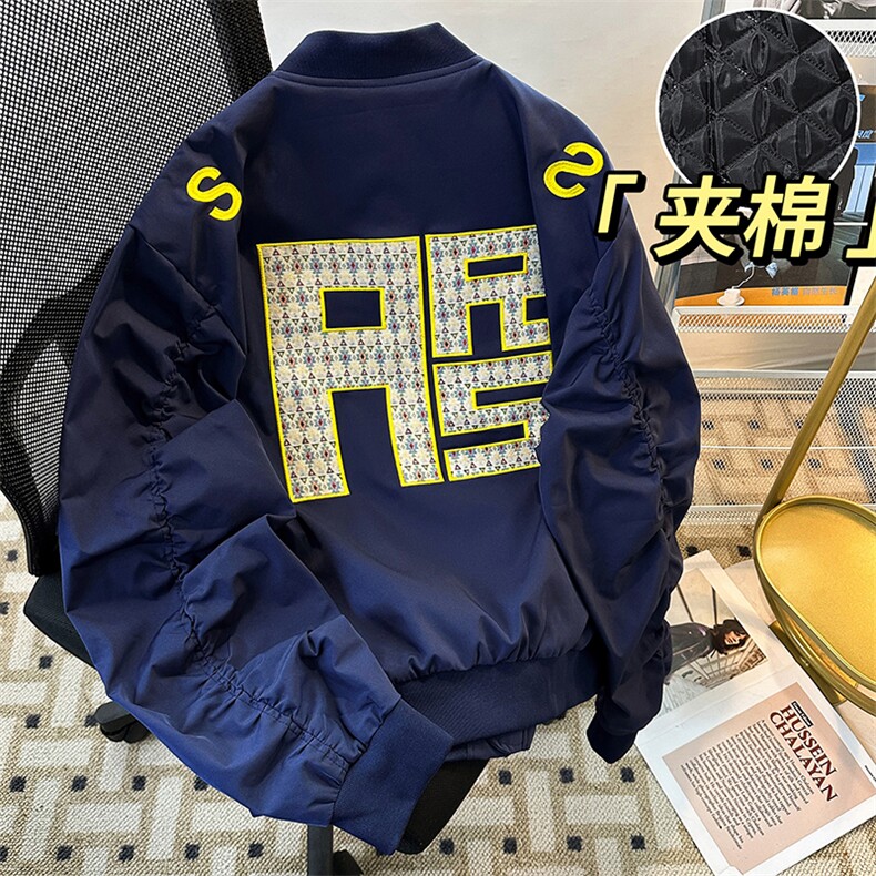 美式字母绣花棒球服棉夹克男女潮宽松情侣飞行棉服MY0891-P80,男装夹克,星座308B-1